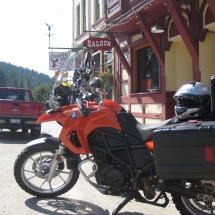 The F650GS rests in the heat of an August day in Greenwood